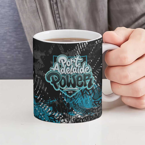 Port Adelaide Power Ceramic Mug Urban Graffiti Street Art - Bold Abstract Spray Paint