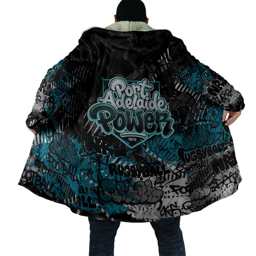 Port Adelaide Power Cloak Urban Graffiti Street Art - Bold Abstract Spray Paint