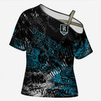 Port Adelaide Power Cross Shoulder Shirt Urban Graffiti Street Art - Bold Abstract Spray Paint