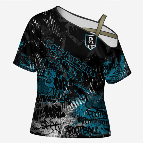 Port Adelaide Power Cross Shoulder Shirt Urban Graffiti Street Art - Bold Abstract Spray Paint