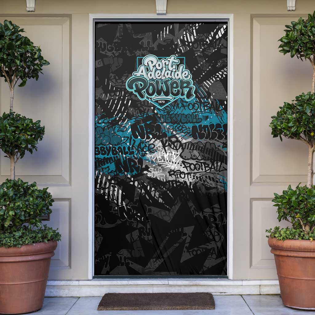 Port Adelaide Power Door Cover Urban Graffiti Street Art - Bold Abstract Spray Paint