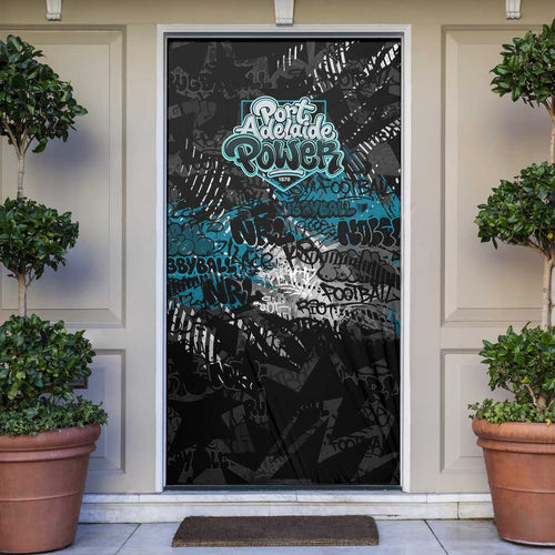 Port Adelaide Power Door Cover Urban Graffiti Street Art - Bold Abstract Spray Paint