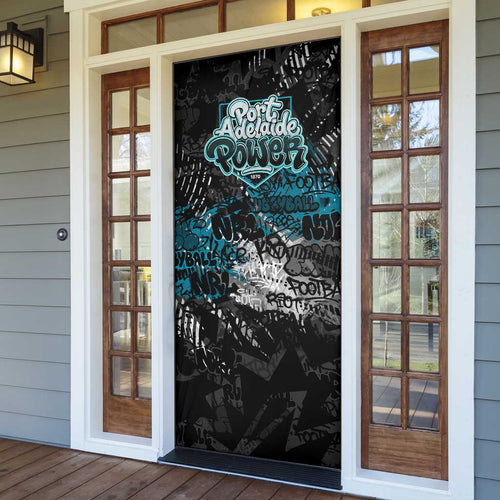 Port Adelaide Power Door Cover Urban Graffiti Street Art - Bold Abstract Spray Paint