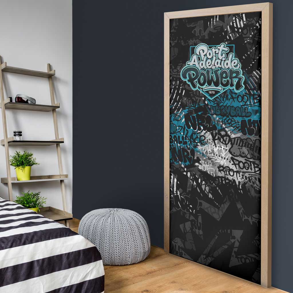 Port Adelaide Power Door Cover Urban Graffiti Street Art - Bold Abstract Spray Paint