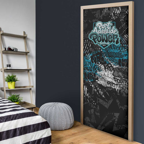 Port Adelaide Power Door Cover Urban Graffiti Street Art - Bold Abstract Spray Paint