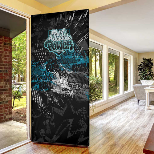 Port Adelaide Power Door Cover Urban Graffiti Street Art - Bold Abstract Spray Paint