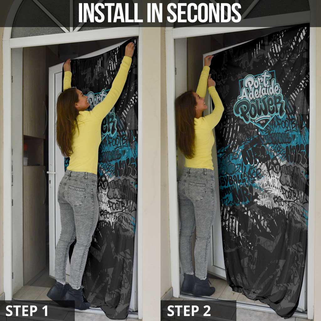 Port Adelaide Power Door Cover Urban Graffiti Street Art - Bold Abstract Spray Paint