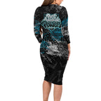 Port Adelaide Power Family Matching Long Sleeve Bodycon Dress and Hawaiian Shirt Urban Graffiti Street Art - Bold Abstract Spray Paint