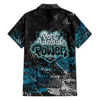 Port Adelaide Power Family Matching Mermaid Dress and Hawaiian Shirt Urban Graffiti Street Art - Bold Abstract Spray Paint