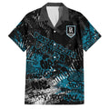 Port Adelaide Power Family Matching Off The Shoulder Long Sleeve Dress and Hawaiian Shirt Urban Graffiti Street Art - Bold Abstract Spray Paint