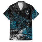 Port Adelaide Power Family Matching Off The Shoulder Long Sleeve Dress and Hawaiian Shirt Urban Graffiti Street Art - Bold Abstract Spray Paint