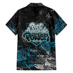 Port Adelaide Power Family Matching Off Shoulder Maxi Dress and Hawaiian Shirt Urban Graffiti Street Art - Bold Abstract Spray Paint