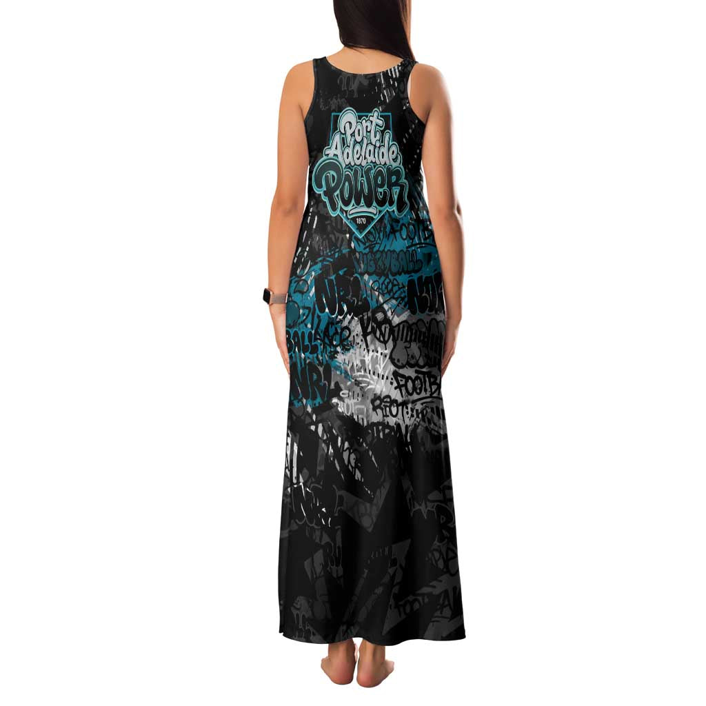 Port Adelaide Power Family Matching Tank Maxi Dress and Hawaiian Shirt Urban Graffiti Street Art - Bold Abstract Spray Paint