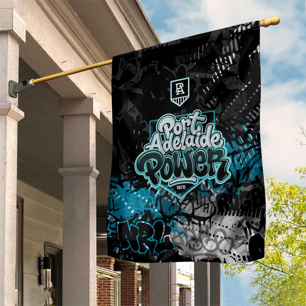 Port Adelaide Power Garden Flag Urban Graffiti Street Art - Bold Abstract Spray Paint