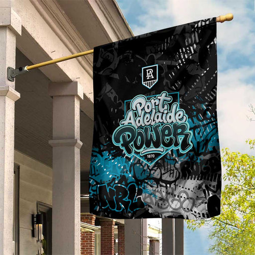 Port Adelaide Power Garden Flag Urban Graffiti Street Art - Bold Abstract Spray Paint