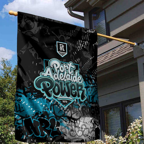 Port Adelaide Power Garden Flag Urban Graffiti Street Art - Bold Abstract Spray Paint