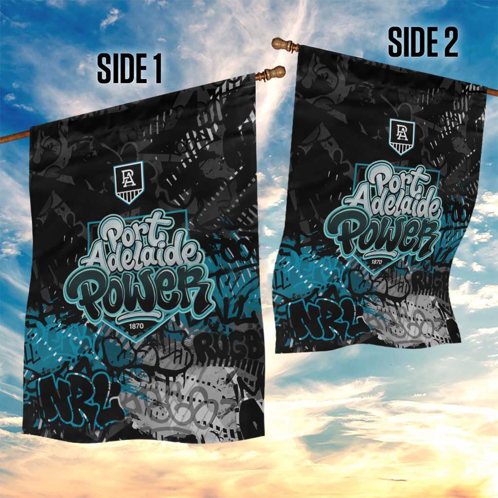 Port Adelaide Power Garden Flag Urban Graffiti Street Art - Bold Abstract Spray Paint
