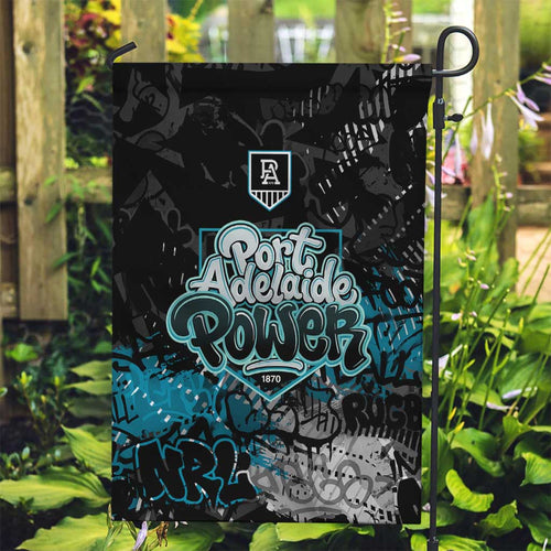 Port Adelaide Power Garden Flag Urban Graffiti Street Art - Bold Abstract Spray Paint