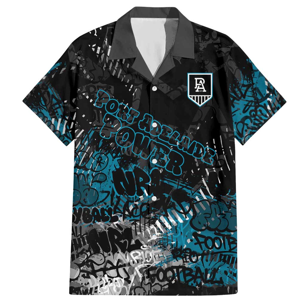 Port Adelaide Power Hawaiian Shirt Urban Graffiti Street Art - Bold Abstract Spray Paint