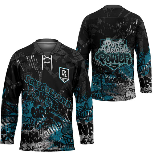 Port Adelaide Power Hockey Jersey Urban Graffiti Street Art - Bold Abstract Spray Paint