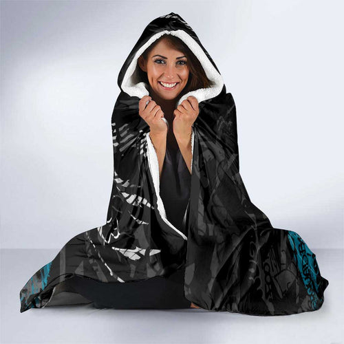 Port Adelaide Power Hooded Blanket Urban Graffiti Street Art - Bold Abstract Spray Paint