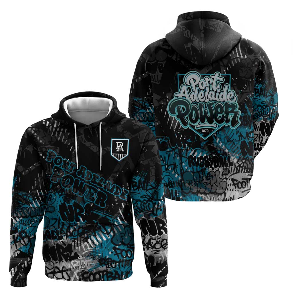 Port Adelaide Power Hoodie Urban Graffiti Street Art - Bold Abstract Spray Paint
