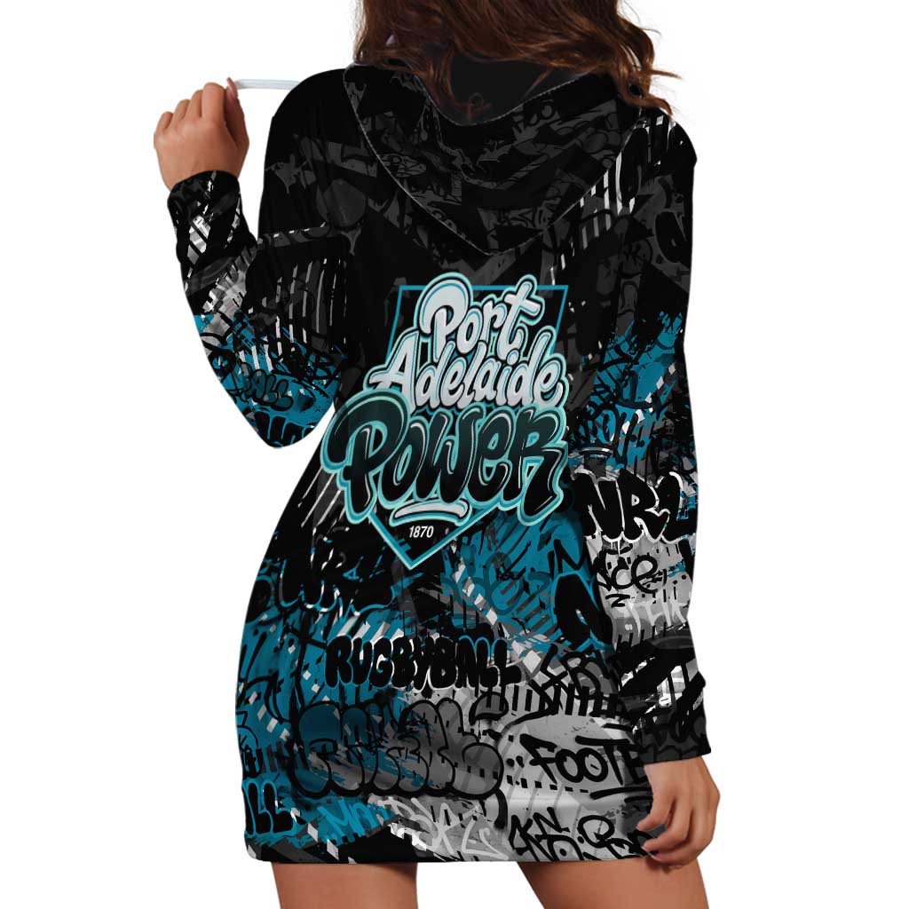Port Adelaide Power Hoodie Dress Urban Graffiti Street Art - Bold Abstract Spray Paint