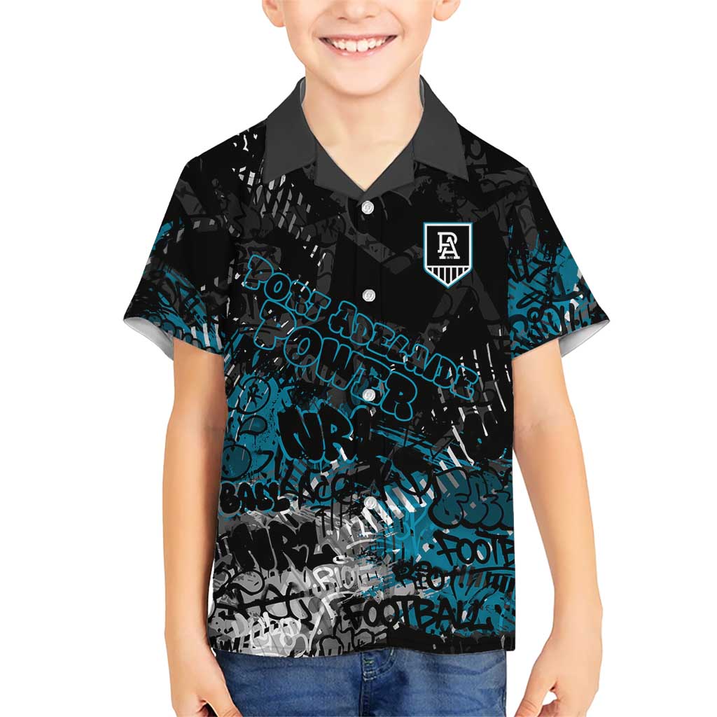 Port Adelaide Power Kid Hawaiian Shirt Urban Graffiti Street Art - Bold Abstract Spray Paint