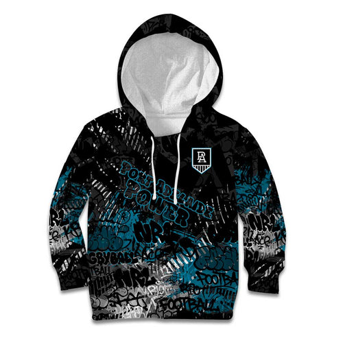 Port Adelaide Power Kid Hoodie Urban Graffiti Street Art - Bold Abstract Spray Paint