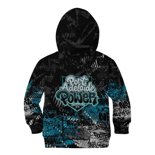 Port Adelaide Power Kid Hoodie Urban Graffiti Street Art - Bold Abstract Spray Paint