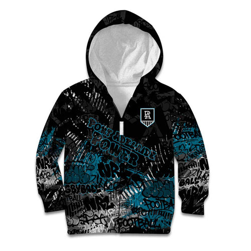 Port Adelaide Power Kid Hoodie Urban Graffiti Street Art - Bold Abstract Spray Paint