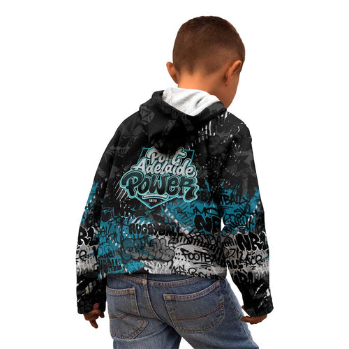 Port Adelaide Power Kid Hoodie Urban Graffiti Street Art - Bold Abstract Spray Paint