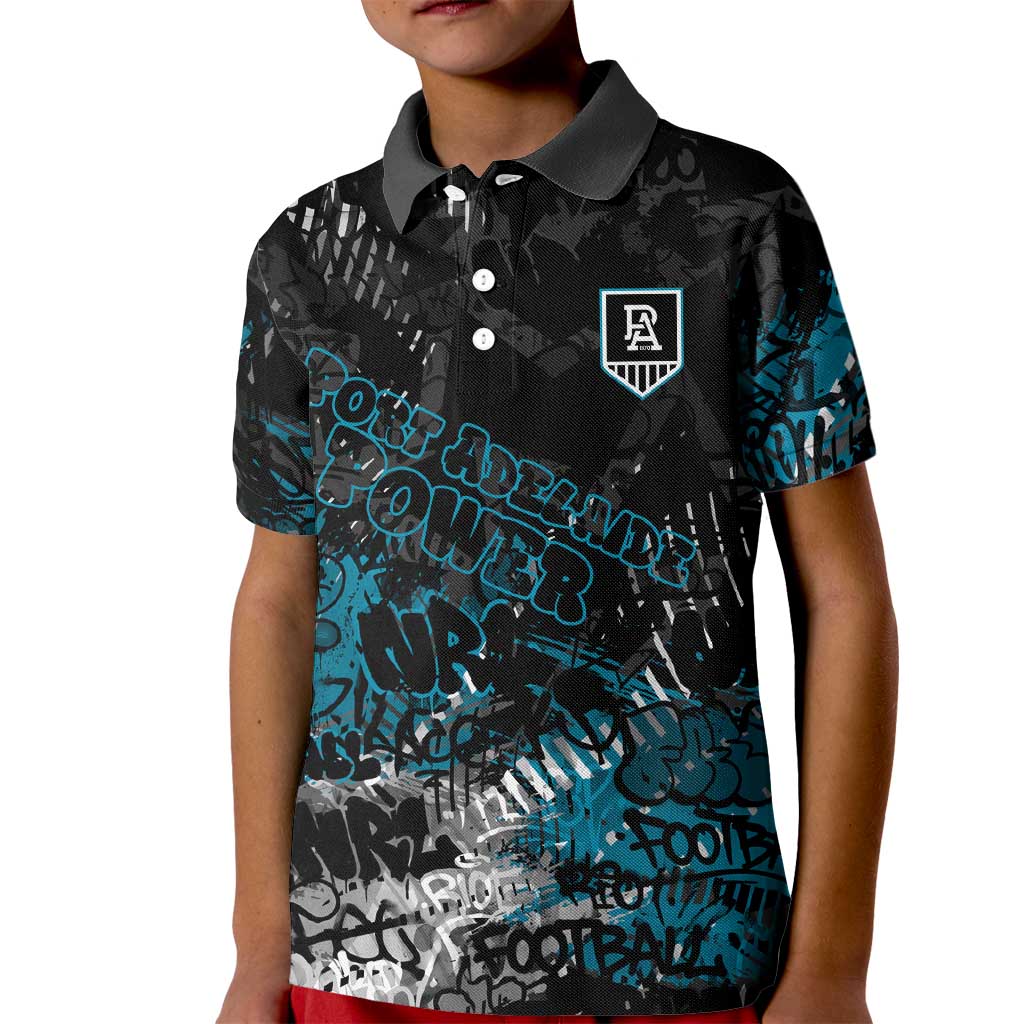 Port Adelaide Power Kid Polo Shirt Urban Graffiti Street Art - Bold Abstract Spray Paint