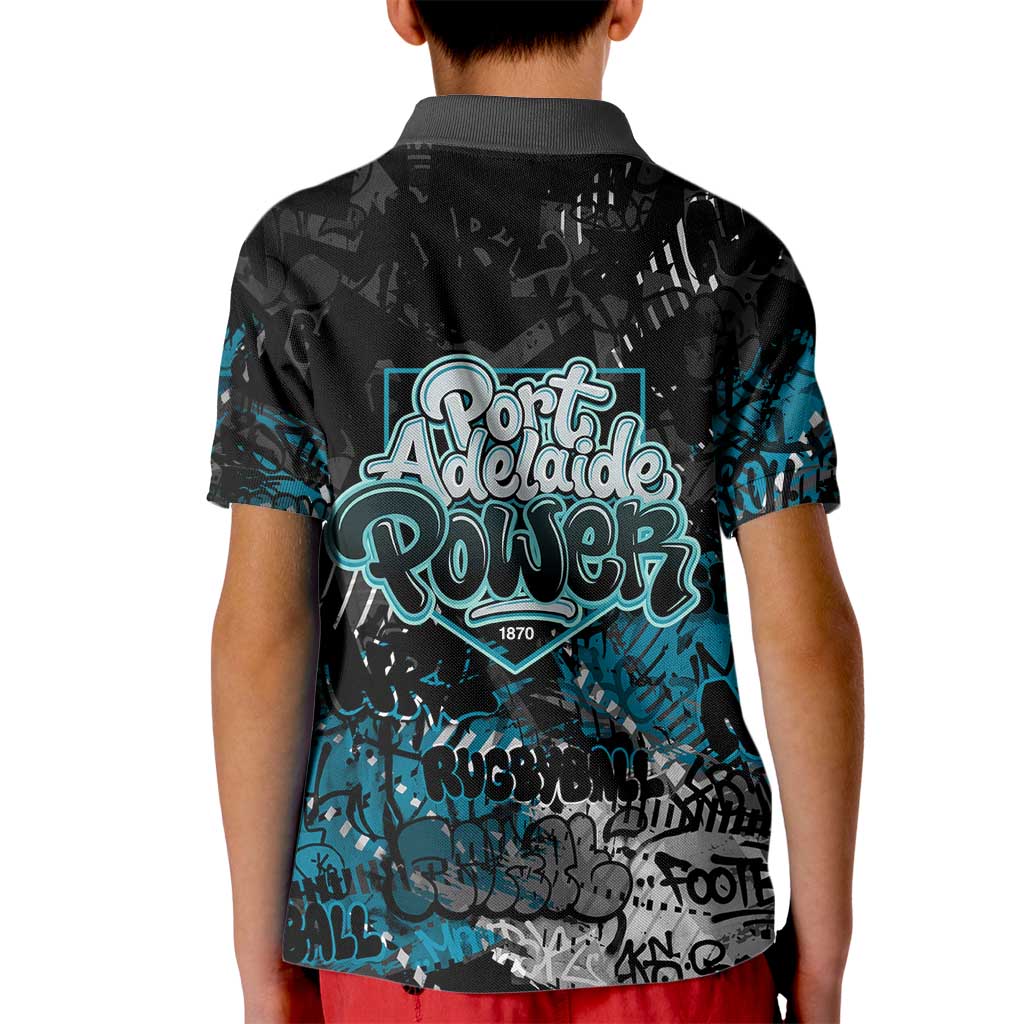 Port Adelaide Power Kid Polo Shirt Urban Graffiti Street Art - Bold Abstract Spray Paint
