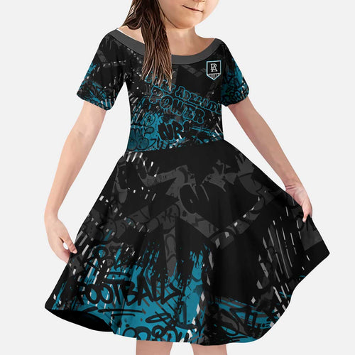 Port Adelaide Power Kid Short Sleeve Dress Urban Graffiti Street Art - Bold Abstract Spray Paint
