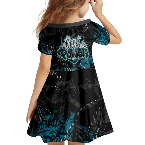 Port Adelaide Power Kid Short Sleeve Dress Urban Graffiti Street Art - Bold Abstract Spray Paint