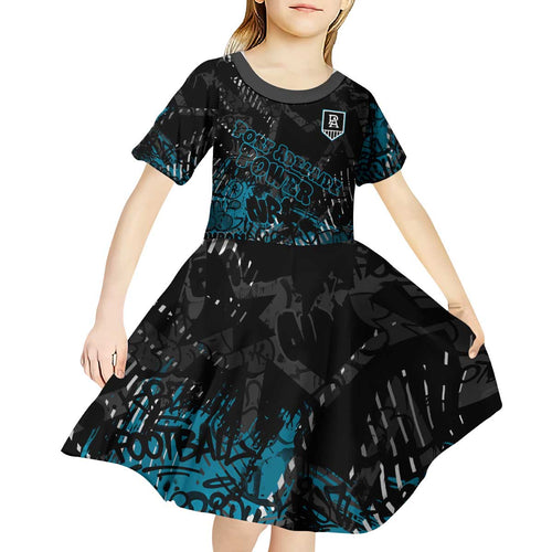 Port Adelaide Power Kid Short Sleeve Dress Urban Graffiti Street Art - Bold Abstract Spray Paint