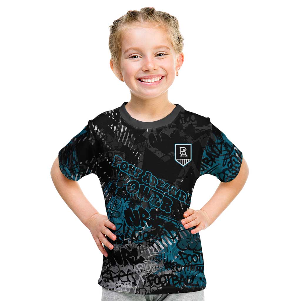 Port Adelaide Power Kid T Shirt Urban Graffiti Street Art - Bold Abstract Spray Paint