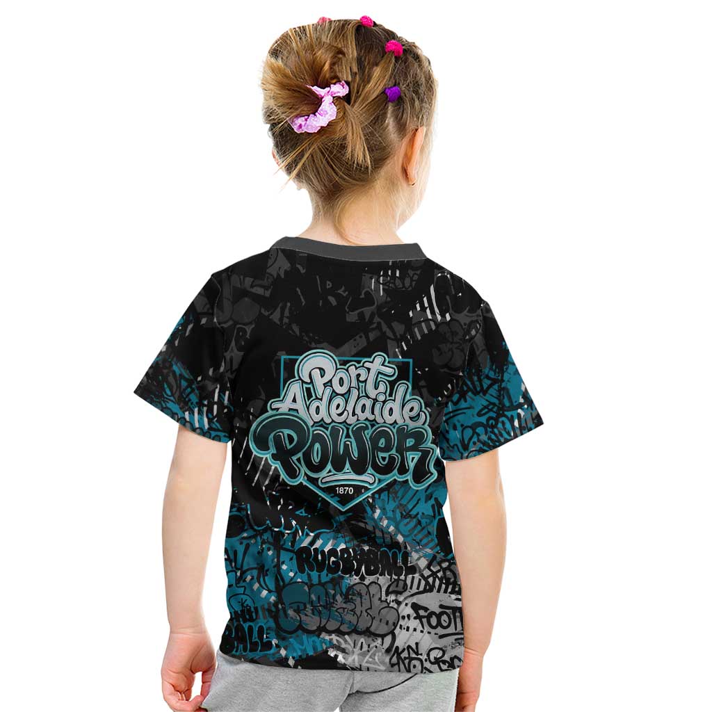 Port Adelaide Power Kid T Shirt Urban Graffiti Street Art - Bold Abstract Spray Paint
