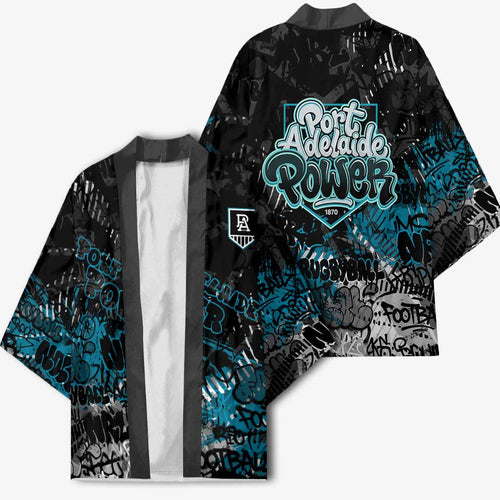 Port Adelaide Power Kimono Urban Graffiti Street Art - Bold Abstract Spray Paint