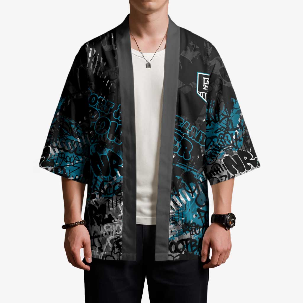 Port Adelaide Power Kimono Urban Graffiti Street Art - Bold Abstract Spray Paint