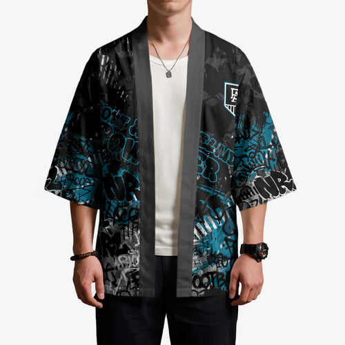 Port Adelaide Power Kimono Urban Graffiti Street Art - Bold Abstract Spray Paint