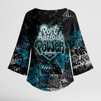 Port Adelaide Power Kimono Sleeve Blouse Urban Graffiti Street Art - Bold Abstract Spray Paint