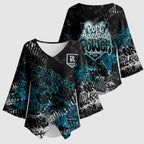 Port Adelaide Power Kimono Sleeve Blouse Urban Graffiti Street Art - Bold Abstract Spray Paint