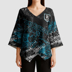 Port Adelaide Power Kimono Sleeve Blouse Urban Graffiti Street Art - Bold Abstract Spray Paint