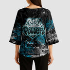 Port Adelaide Power Kimono Sleeve Blouse Urban Graffiti Street Art - Bold Abstract Spray Paint