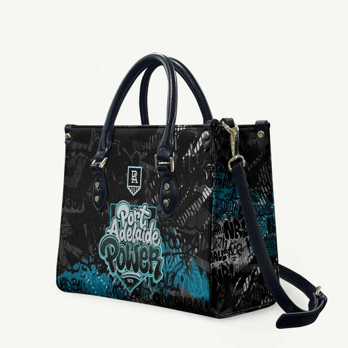 Port Adelaide Power Leather Bag Urban Graffiti Street Art - Bold Abstract Spray Paint