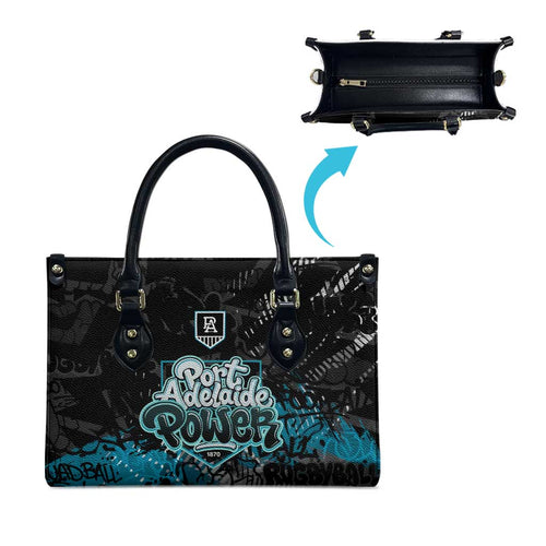Port Adelaide Power Leather Bag Urban Graffiti Street Art - Bold Abstract Spray Paint
