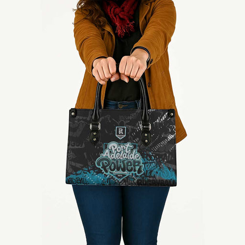 Port Adelaide Power Leather Bag Urban Graffiti Street Art - Bold Abstract Spray Paint