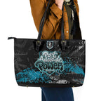 Port Adelaide Power Leather Tote Bag Urban Graffiti Street Art - Bold Abstract Spray Paint